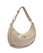 Bandolera de piel beige - 21x42x10 cm