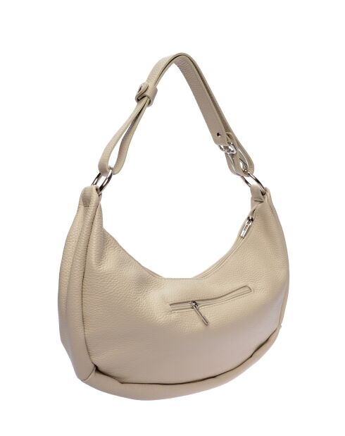 Bandolera de piel beige - 21x42x10 cm