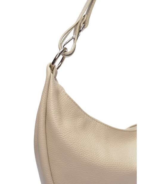 Bandolera de piel beige - 21x42x10 cm