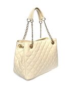 Sac porté épaule en cuir beige - 26x33x15cm