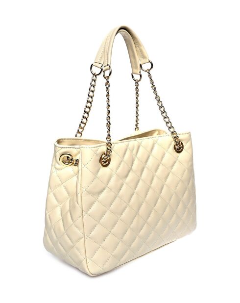 Sac porté épaule en cuir beige - 26x33x15cm