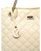 Sac porté épaule en cuir beige - 26x33x15cm