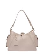Beige leren schoudertas - 17,5x30x10 cm