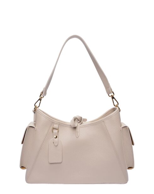 Beige leren schoudertas - 17,5x30x10 cm