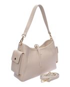 Beige leren schoudertas - 17,5x30x10 cm