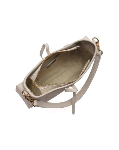 Beige leren schoudertas - 17,5x30x10 cm