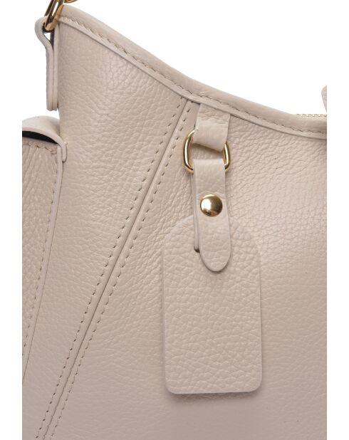 Beige leren schoudertas - 17,5x30x10 cm