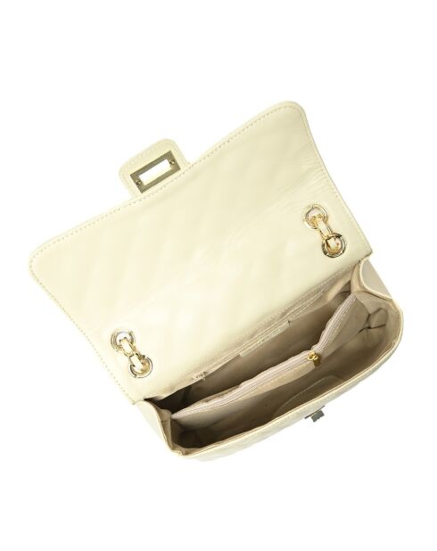 Sac bandoulière en cuir beige - 18x27.5x8 cm