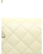 Sac bandoulière en cuir beige - 18x27.5x8 cm