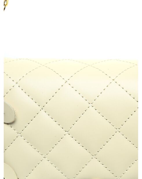 Sac bandoulière en cuir beige - 18x27.5x8 cm