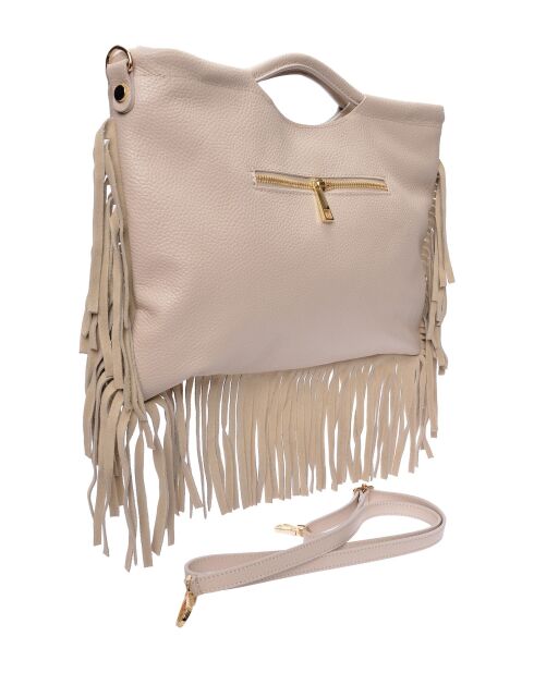 Bolso de piel beige - 25x37 cm