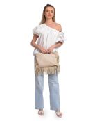 Bolso de piel beige - 25x37 cm