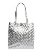 Sac porté épaule en cuir argent - 33x31x9 cm
