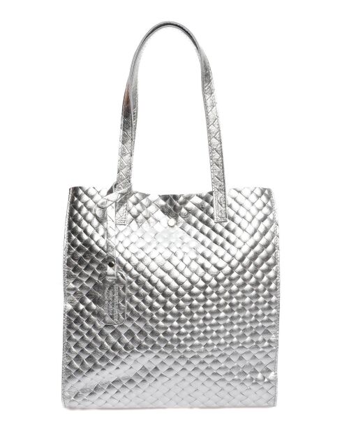 Sac porté épaule en cuir argent - 33x31x9 cm