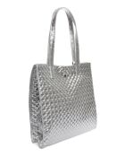 Sac porté épaule en cuir argent - 33x31x9 cm