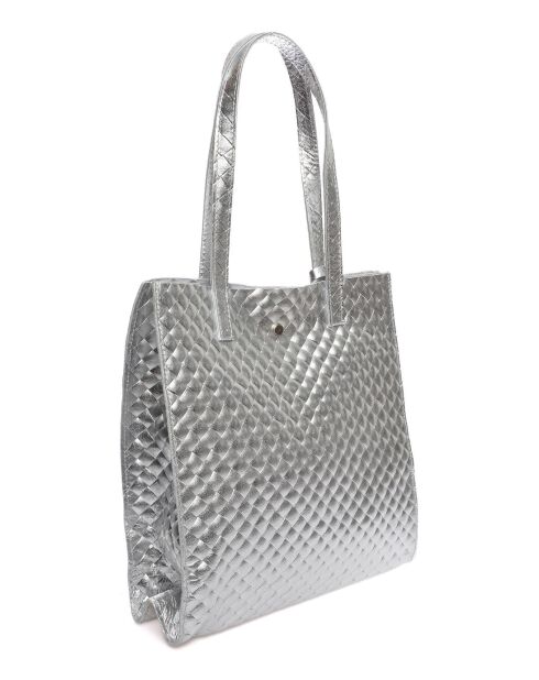 Sac porté épaule en cuir argent - 33x31x9 cm