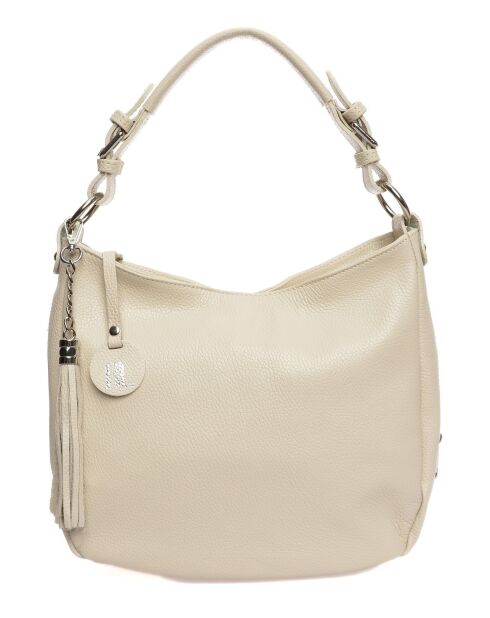 Bandolera de piel beige - 26x36x10 cm
