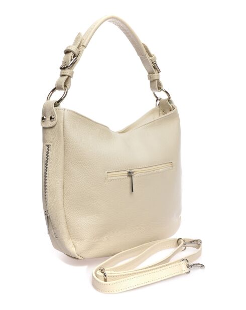 Bandolera de piel beige - 26x36x10 cm