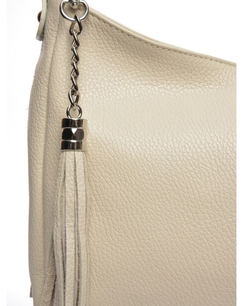 Bandolera de piel beige - 26x36x10 cm