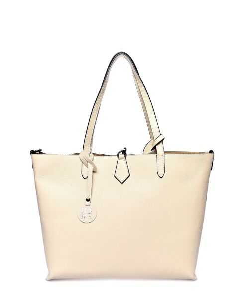 Sac cabas en cuir beige - 30x44x14 cm