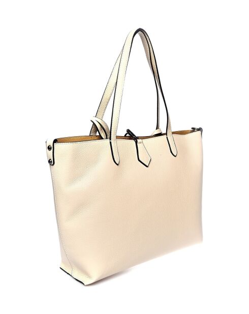 Sac cabas en cuir beige - 30x44x14 cm