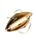 Sac cabas en cuir beige - 30x44x14 cm