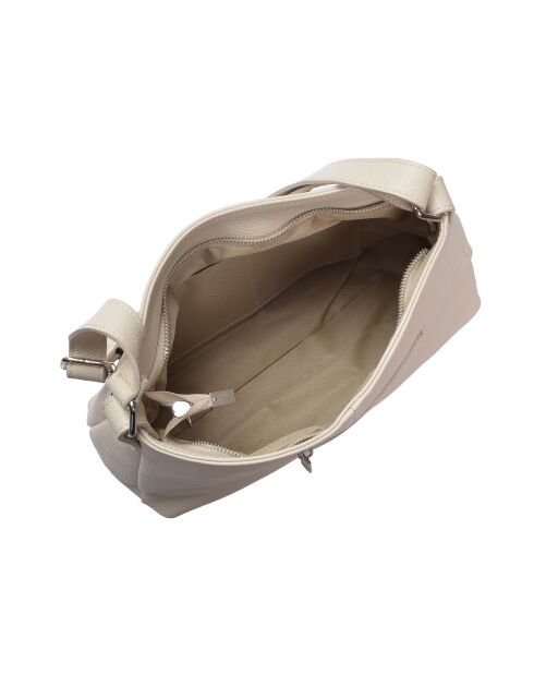 Beige leren schoudertas - 22,5x33,5x8 cm