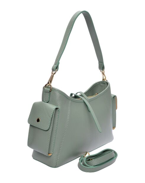 Bandolera de piel Menta - 17,5x30x10 cm