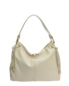 Sac Hobo en cuir beige - 29.5x43 cm