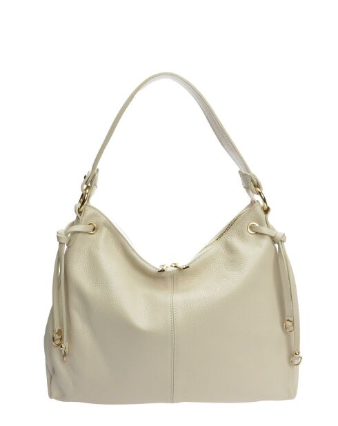 Sac Hobo en cuir beige - 29.5x43 cm