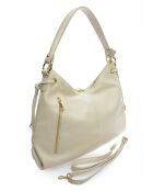 Sac Hobo en cuir beige - 29.5x43 cm