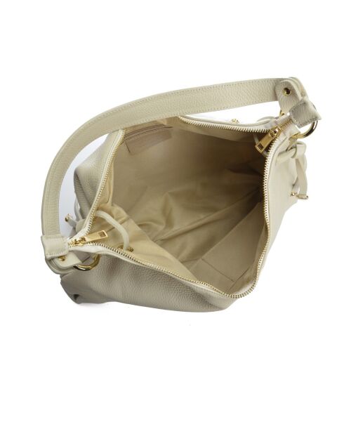 Sac Hobo en cuir beige - 29.5x43 cm