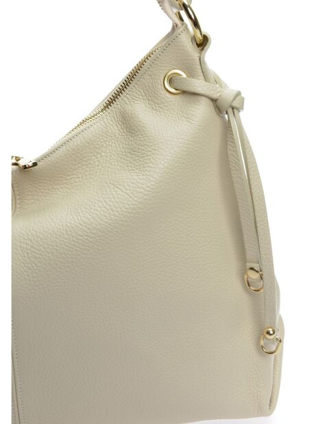 Sac Hobo en cuir beige - 29.5x43 cm