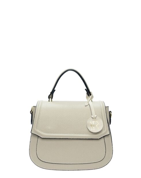 Sac à main en cuir beige - 19.5x23x11.5cm