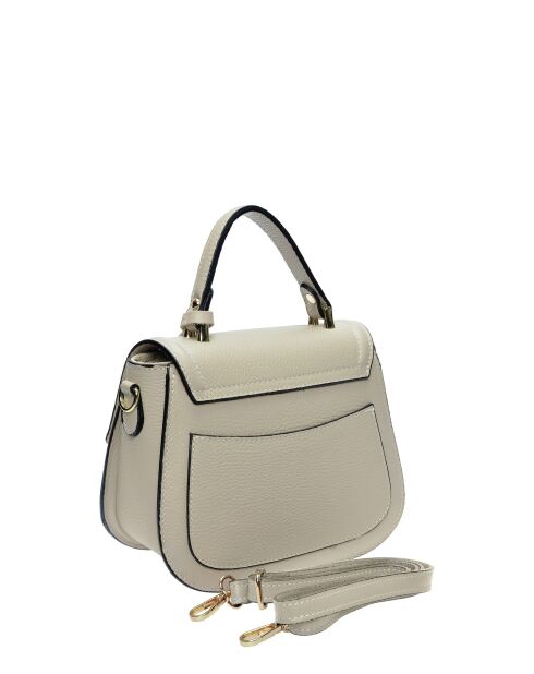 Sac à main en cuir beige - 19.5x23x11.5cm