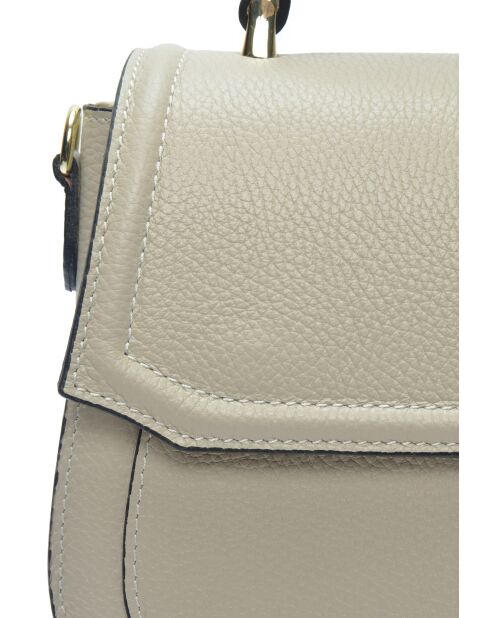 Sac à main en cuir beige - 19.5x23x11.5cm