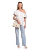 Bolso de piel beige - 19x28x12 cm