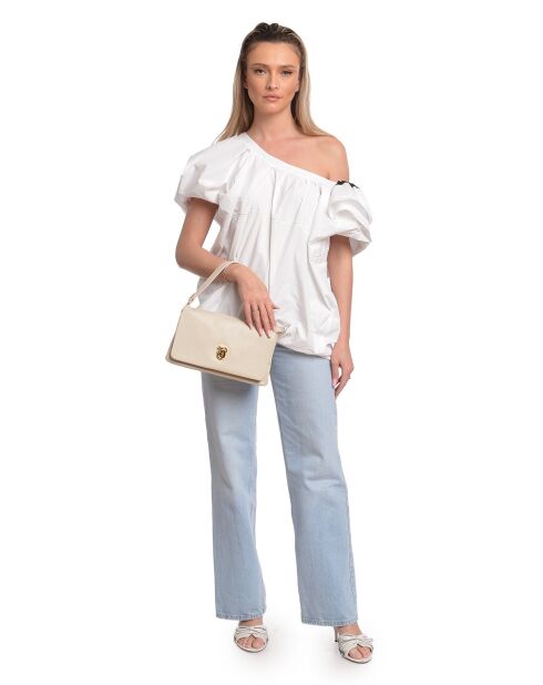 Bolso de piel beige - 19x28x12 cm