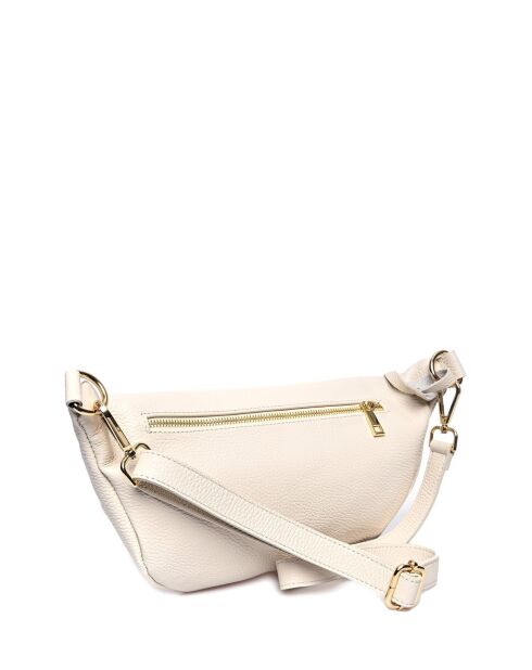 Beige leren schoudertas - 17x28x/ cm