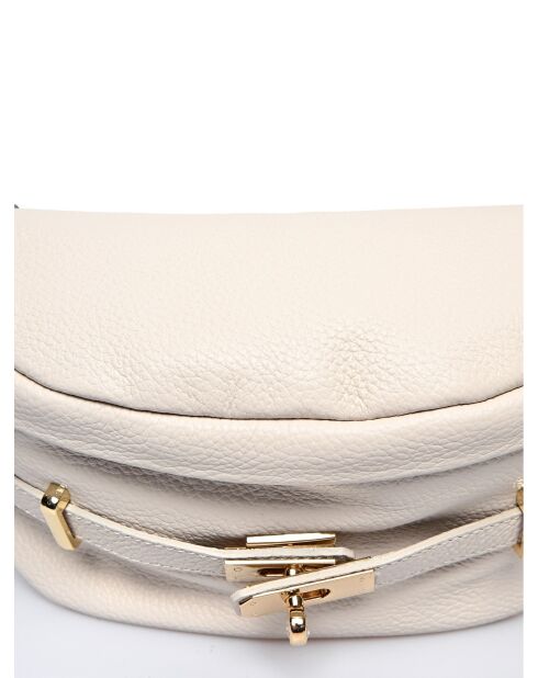 Beige leren schoudertas - 17x28x/ cm
