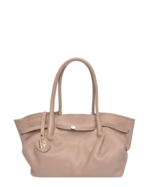 Handtasche aus puderfarbenem Leder - 23x32x12 cm