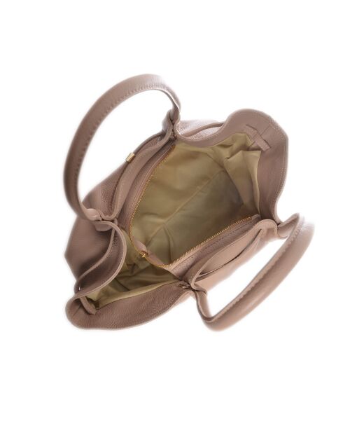 Handtasche aus puderfarbenem Leder - 23x32x12 cm