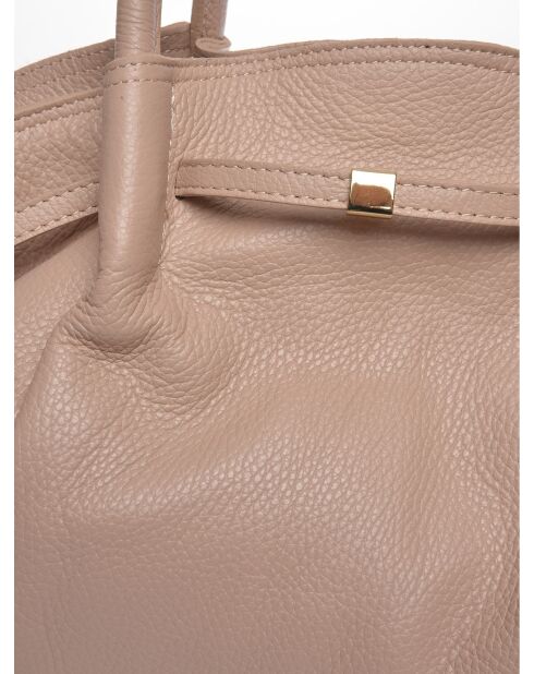 Handtasche aus puderfarbenem Leder - 23x32x12 cm