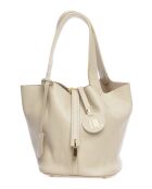 Bolso de piel beige - 19x30x15,5 cm