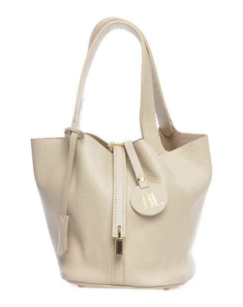 Bolso de piel beige - 19x30x15,5 cm
