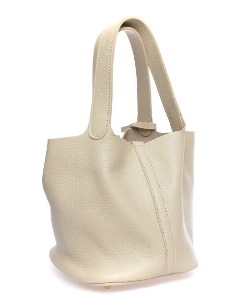Bolso de piel beige - 19x30x15,5 cm