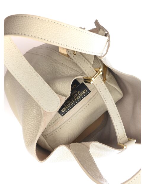 Bolso de piel beige - 19x30x15,5 cm