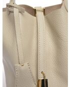 Bolso de piel beige - 19x30x15,5 cm