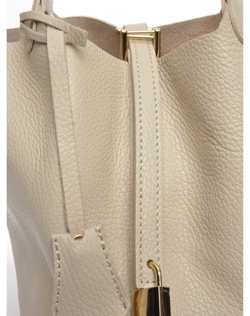 Bolso de piel beige - 19x30x15,5 cm