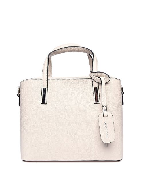 Sac à main en cuir beige - 26.5x31x14.5 cm